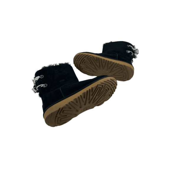 UGG girls black short boots with back lace size 2 - Picture 6 of 7